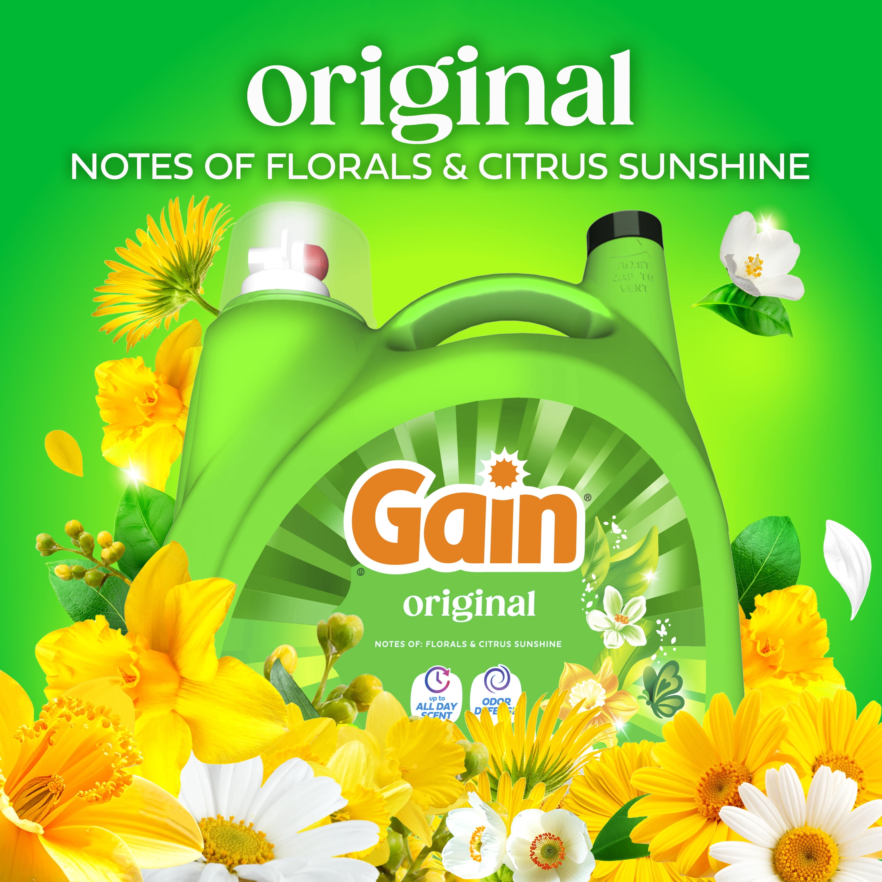 Gain Liquid Laundry Detergent, Now with Odor Defense, Original Scent, 177 fl oz, 134 Loads