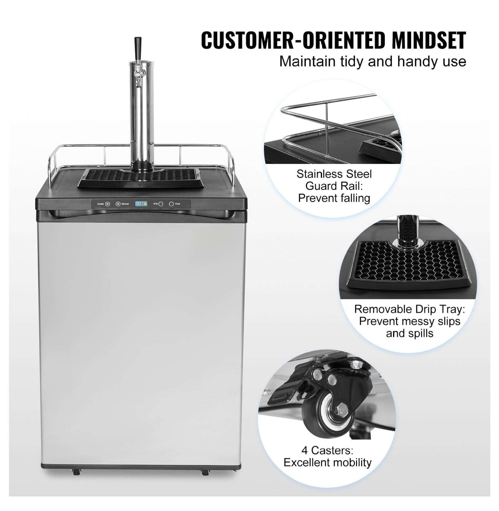 Beer Kegerator Draft Beer Dispenser - Full Size Keg Refrigerator Single Tap - 162L Kegerator for Home Bar & Restaurant