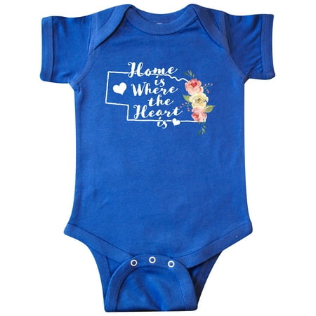 

Inktastic Nebraska Home is Where the Heart is with Watercolor Floral Gift Baby Boy or Baby Girl Bodysuit