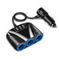thumbnail image 1 of Adaptador De Corriente 3 En 1 Para Encendedor De Cigarrillos De Coche, 12V-24V Con 3 Usb 5V/3.1A Para Iphone, Ipad, Smartphone, Kits De Coche, Dvr, Gps Eigraketly VI007216-00, 1 of 6