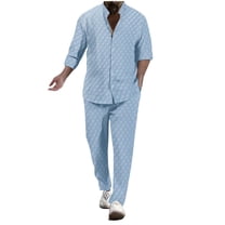 Casual Sets for Men 2 Piece Outfits Button Up Shirt and Pants Summer Trendy Workout Business Suits