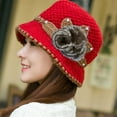 thumbnail image 2 of Yigetop Fuzzy Bucket Hats for Woman Fashion Women Lady Winter Warm Crochet Knitted Flowers Decorated Ears Hat Rd Bucket Hat Red One Size, 2 of 2