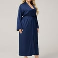 thumbnail image 5 of Wensltd Plus Size Nightgown Set for Women 2 Piece Solid Color Comfortable Long Sleeve Robe Home Clothes, 5 of 5