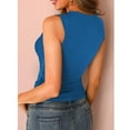 thumbnail image 5 of Scyoekwg Womens Fashion Tank Top Crew Neck Hollow Out Slim High Elastic Tank Tops Sling Summer Sleeveless Solid Color Suspenders Casual Dressy Blouse Comfy Tees Shirts (Blue,XXL), 5 of 5