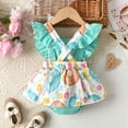 thumbnail image 4 of Girls Ruffles Fly Sleeve Prints Romper Bodysuits Dress Soft Dailywear 3-6 Months, 4 of 6