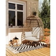 thumbnail image 5 of 360° Swivel Egg Chair Oversized Patio Rotating Basket Chair Steel Frame and Metal Base Waterproof PE Rattan Lounge Chair for Indoor and Outdoor Porch Living Room Backyard Beige, 5 of 5