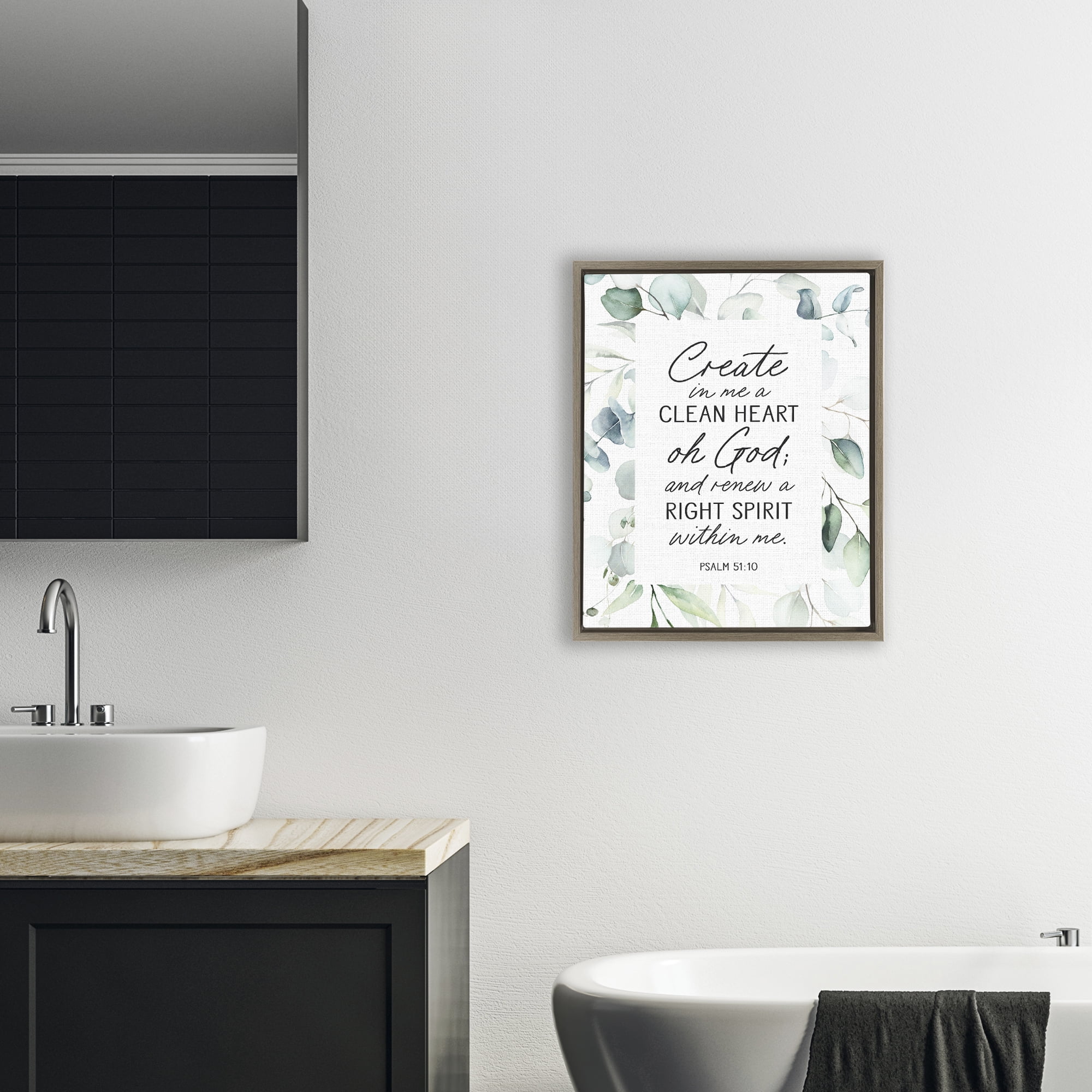 Clean Heart & Right Spirit Brown Framed Floater Canvas Wall Art, design by Lettered and Lined