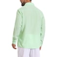 thumbnail image 3 of INSPIRE CHIC Men's Seersucker Shirt Striped Long Sleeve Button Down Textured Top XL Green, 3 of 5