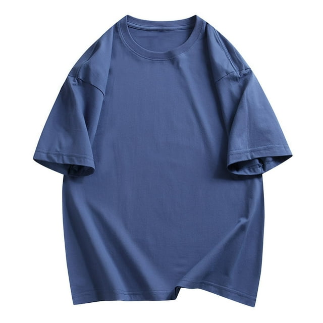 AherBiu T-Shirts pour Hommes Grande Taille Col Rond Ample Léger Décontracté Été T-Shirt en Coton Uni T-Shirts