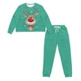 thumbnail image 2 of Tutolipy Christmas Pajama Pants Elk Snowflake Printed Pjs Set Comfy Sleepwear Long Sleeve Tops Jogger Pants Pajama Sets, XL, 2 of 6