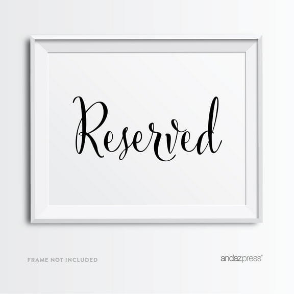 Reserved Formal Black & White Wedding Party Signs