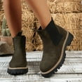 thumbnail image 2 of Rokment Women's Platform Chelsea Boots Classic Fashion Suede Chunky Heel Slip on Mid Calf Combat Ankle Booties Winter Fall, 2 of 5