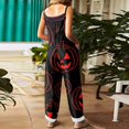 thumbnail image 7 of Halloween Jumpsuits for Women Cotton Linen Funny Floral Print Lounge Rompers Funny Floral Print Casual Comfy Overalls with Pockets, 7 of 7