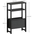 thumbnail image 3 of Narrow End Table with Magazine Rack - 3-Tier Bedside Nightstand - Black Classic, 3 of 7