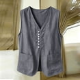 thumbnail image 7 of SwiftWear Women's Linen Blend Button Front Tank Top Vest V-Neck Sleeveless Overshirt with Pockets, Lightweight Summer Outerwear​, 7 of 7