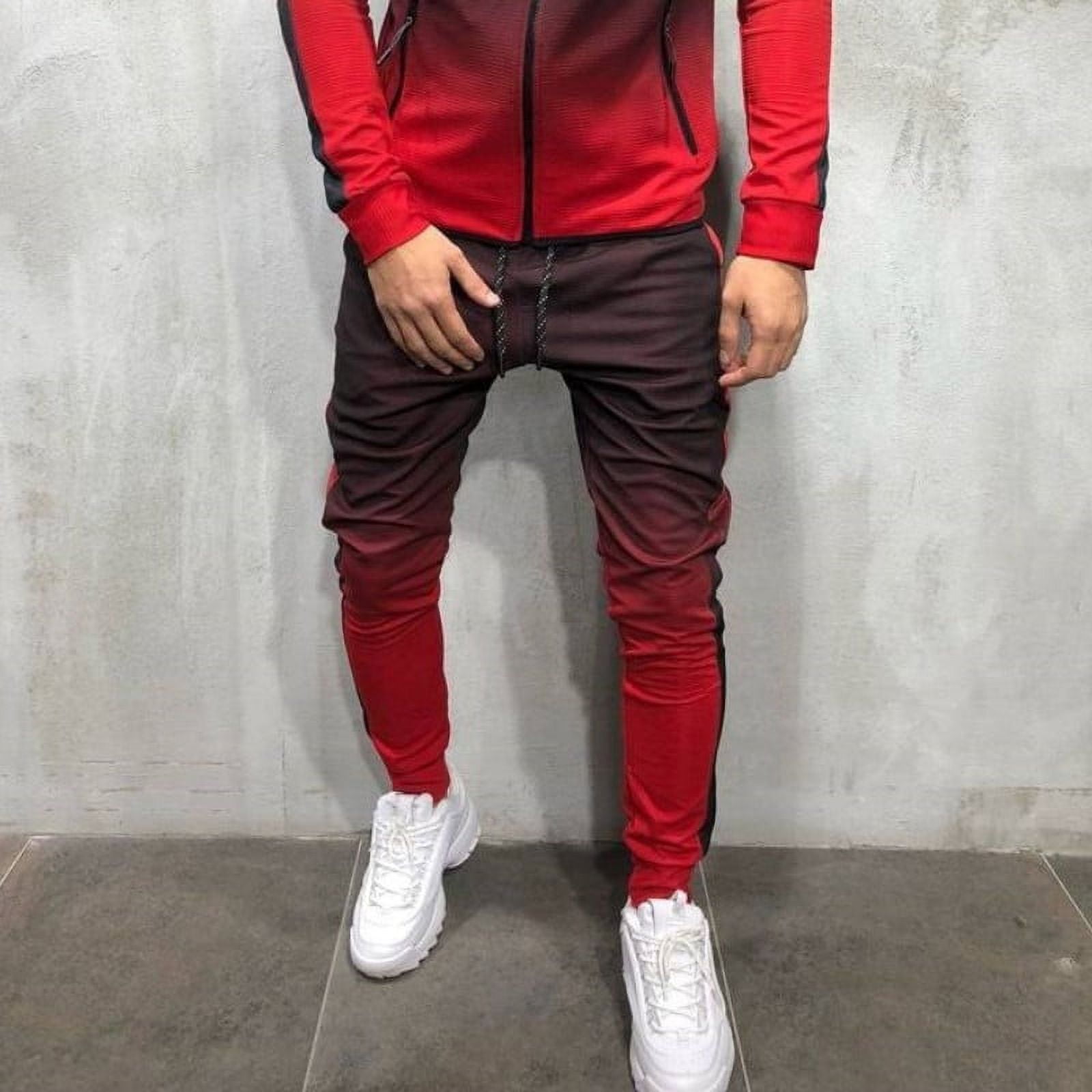 Aayomet Men'S Fashion Hoodies Men's Heavyweight Hooded Sweatshirt Full Zip  Hoodie with Arm Zipper Pocket,Red 3XL 