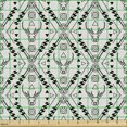 thumbnail image 2 of Ambesonne Ethnic Fabric by the Yard Upholstery, Abstract Deer Heads Image, 2 Yards, Pearl and Charcoal Grey, 2 of 5