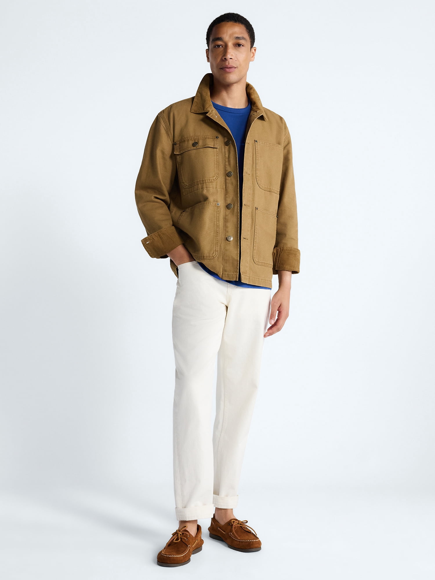 Free Assembly Men's Cotton Ranch Jacket with Long Sleeves, Sizes XS-3XL