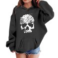 thumbnail image 2 of RUTAYY Girls Pullover Hoodie Vintage Skull Art Graphic Long Sleeve Casual Fall Sweatshirt with Front Pocket for Kids Black, 2 of 4
