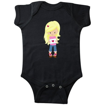 

Inktastic Valentine s Day Girl Blonde Hair Girl In Love Gift Baby Girl Bodysuit