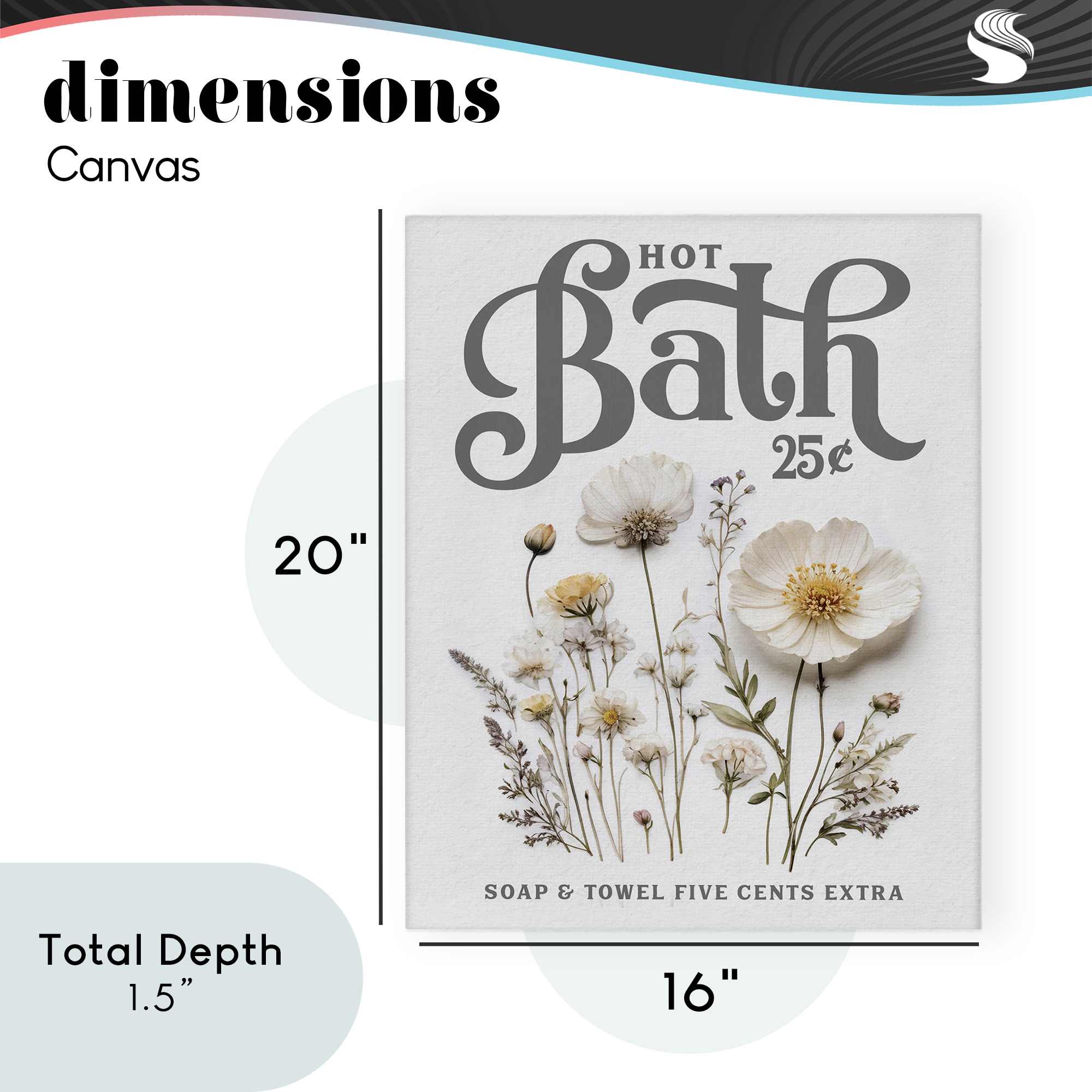 Pressed Flowers Hot Bath Canvas Wall Art, design by Lettered and Lined