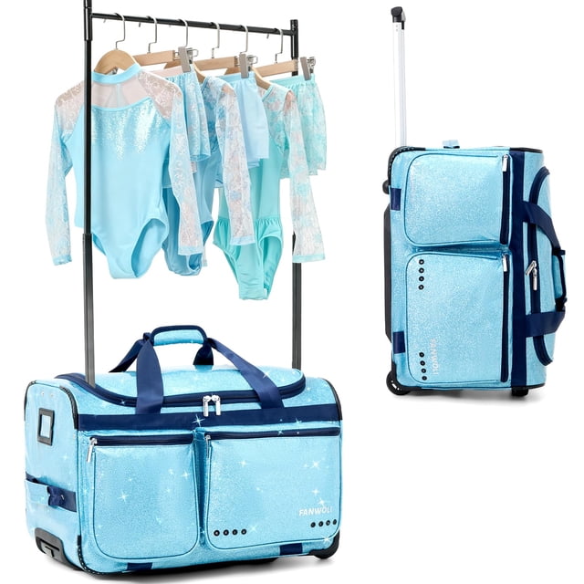 Bolso de danza Fanwoli de 23" impermeable con brillo y ruedas