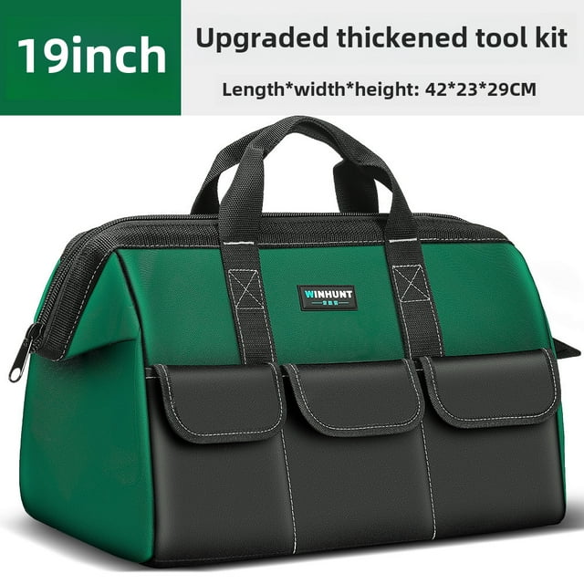 Heavy-Duty 19-Inch Thick Canvas Tool Bag for Men - Portable Handheld Organizer for Woodworking, Electrical Repairs & Construction Sites - Durable, Spacious Design with Efficient Tool Storage