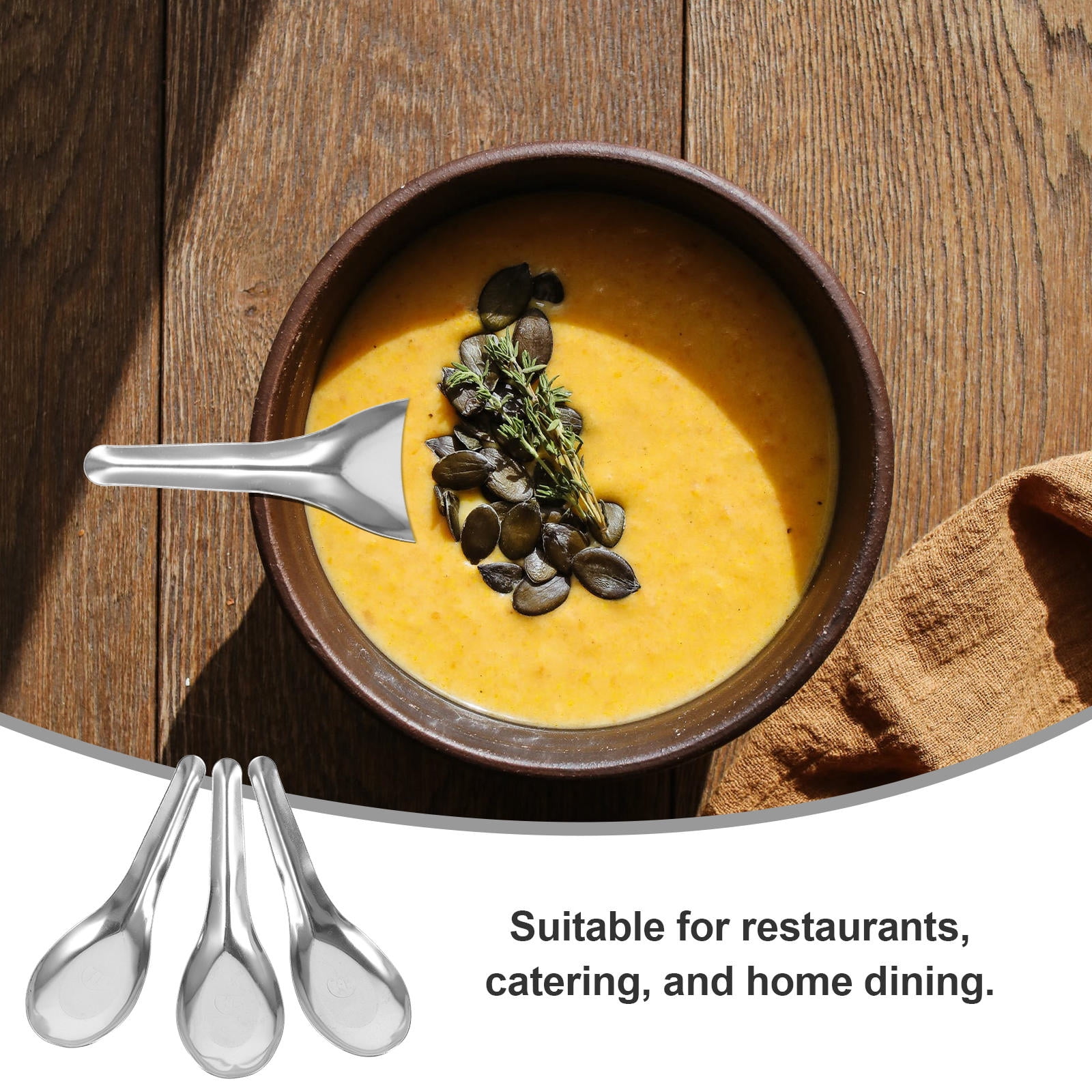 FOLOYORI 50pcs Elegant Soup Spoon Stainless Steel Dining Utensil for Party