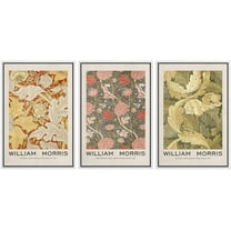 IDEA4WALL Framed Canvas Print Wall Art Set of 3 Floral Tapestry Collage Art By William Morris Botanical Flowers Floral Illustration Prints Art Vintage Artwork for Room Decor -