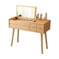 thumbnail image 2 of Muwuele Makeup Vanity Table with Mirror and 3 Lighting Modes, 40 Inch Large Dressing Table Set with 4 Drawers, Solid Wood Vanity Desk for Bedroom (Natural), 2 of 9