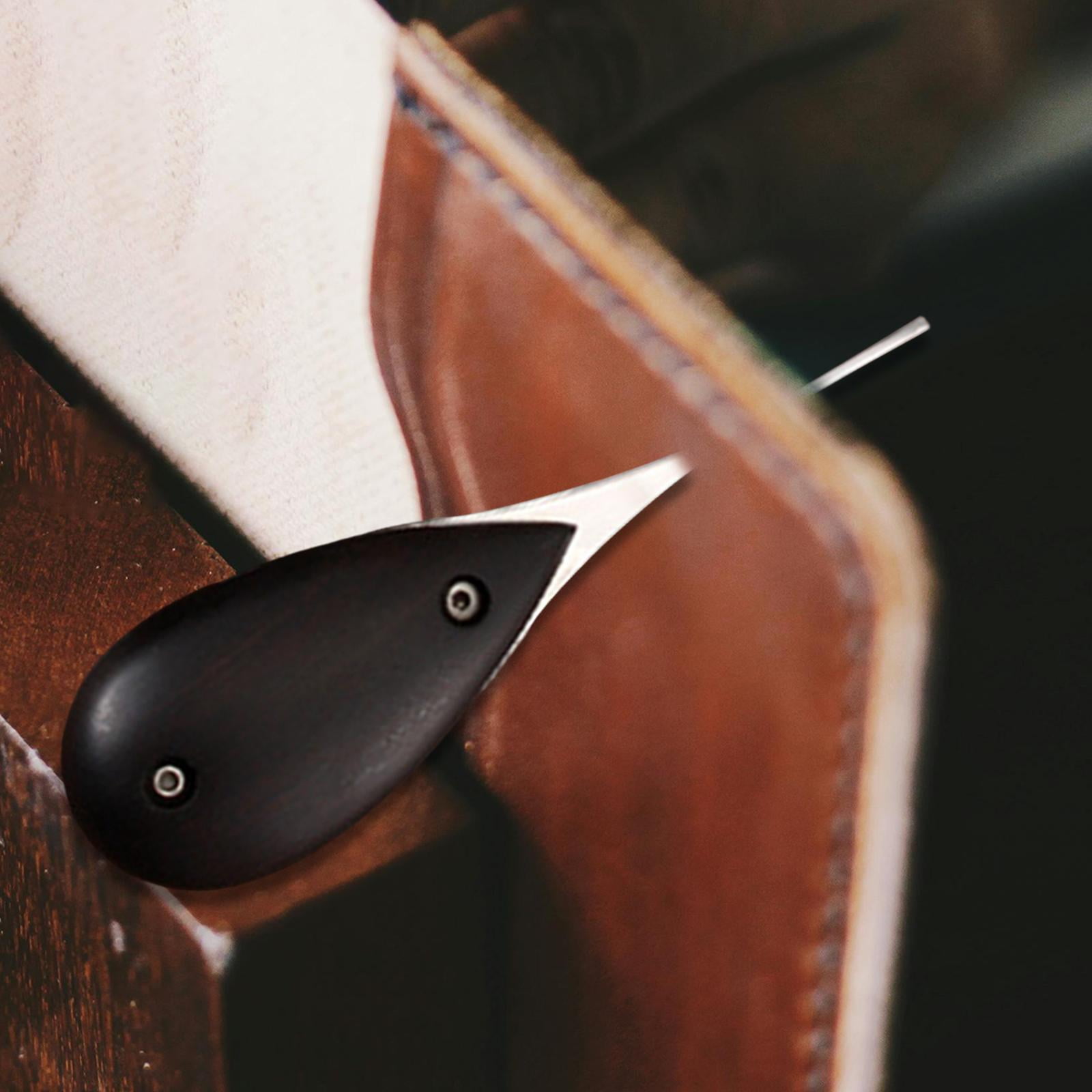 HOMYL Leather Hole Punch Marking Awl Wood Handle Leather Crafts Leather Sewing Awl Flat Point