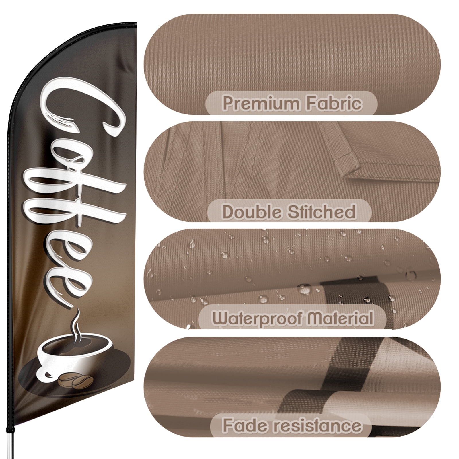 Coffee Sign Feather Flag ,8FT Coffee outdoor advertising flag, Coffee Business Sign,Coffee Swooper Flag（FLAG ONLY）