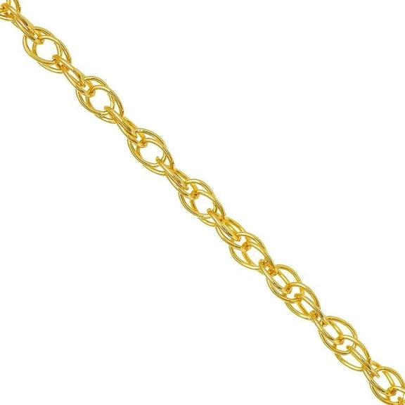 JewelStop 10k Solid Yellow Gold 0.5mm Carded Cable Rope Chain Necklace 18 inches