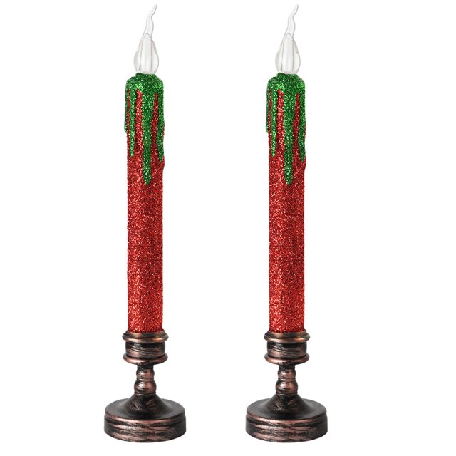 2 piezas de Navidad Vela Tema de velas Desktop Led Vela Diseño de Navidad Decoración de luz de vela
