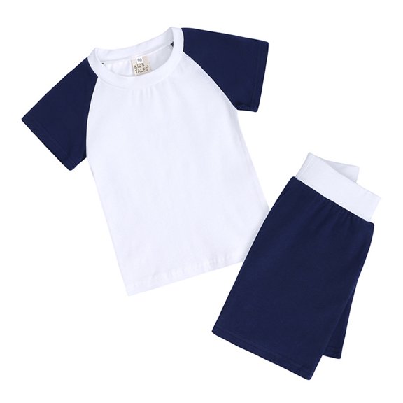 LPKRT Kids 2 Piece Lounge Sets Color Block Short Sleeve T Shirt With Shorts Set Breathable Lightweight Clothing Sets Navy 3-6 Months