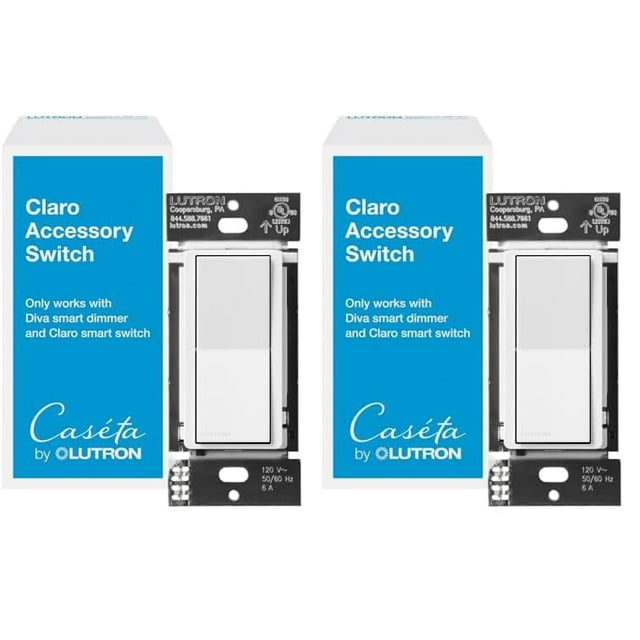 Interruptor de accesorios Lutron Caseta Smart Claro DVRF-AS-WH-2 Blanco