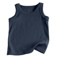 thumbnail image 4 of Tisuna Child Girls Summer Vest Tops Solid Color Sleeveless Crew Neck T Shirts Lightweight Stretchy Little Girls Holiday School Daily Wear Size 2-3 Years Navy, 4 of 4