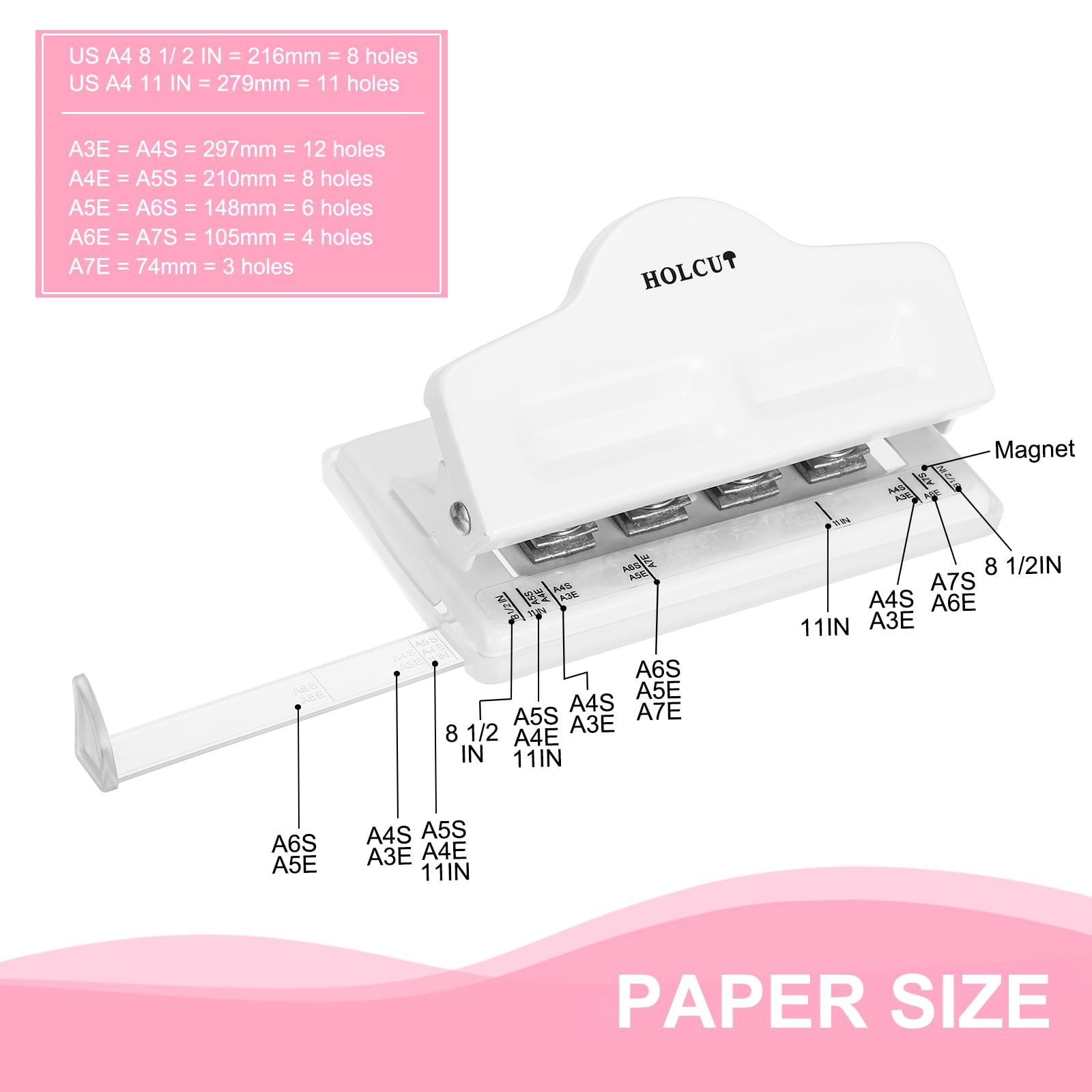 Mushroom Discbound Hole Punch, 4 Holes Discbound Hole Puncher for Disc Bound Planner, Punch Up to 5 Papers(White)