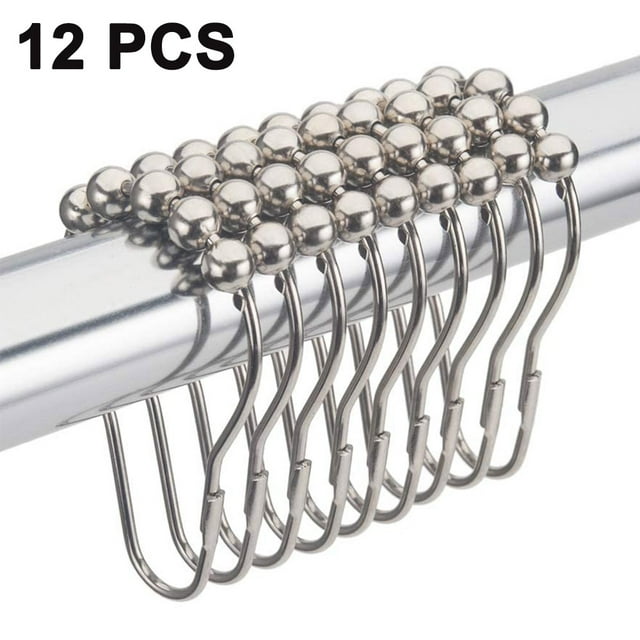 Anillos de ganchos para cortina de ducha, anillos de ganchos de cortina de ducha de metal resistente al óxido para cortinas de barras de ducha de baño - Juego de 12 Ormromra 2034890-1
