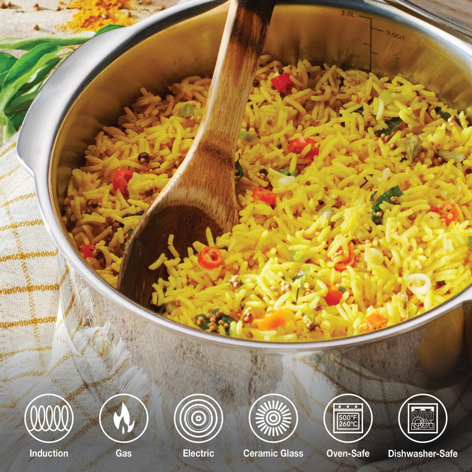 Tramontina Utsava Revêtement en acier inoxydable triple épaisseur Tope Patila