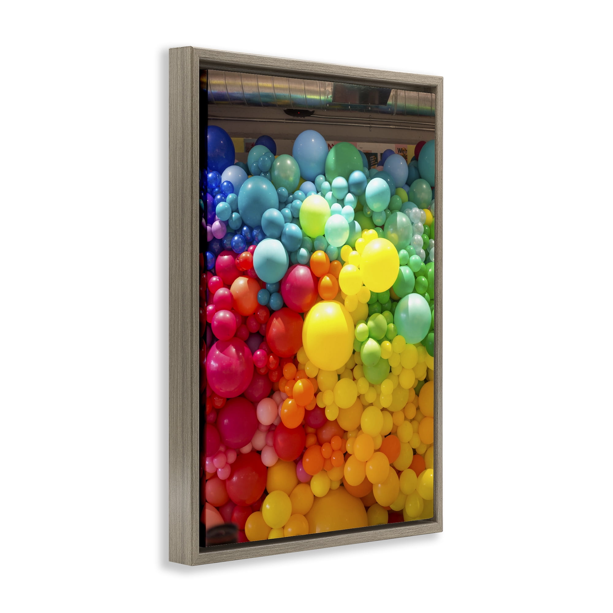 Stupell Industries Lively Colorful Balloons Brown Framed Floater Canvas Wall Art, design by LISH Creative