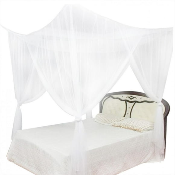 Wifehelper Mosquito Net 4 Corner Post Bed Canopy Mosquito Net Full Queen King Size Bedding (White) EOTVIA No