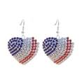 thumbnail image 2 of YYKihy 4th Of July Independence Day Patriotic Earring For Women American Flag Dangle Earrings Patriotic Red White Blue USA Earring Pave Stud, 2 of 7