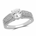thumbnail image 4 of Jewelili Sterling Silver 6.5 MM Round Created White Sapphire Bridal Ring, 4 of 5