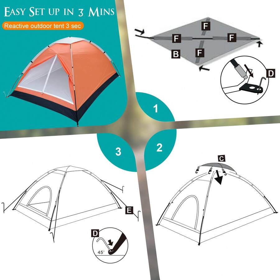2-Person Camping Tent - Shelter With Rain Fly And Carrying Bag Lightweight Outdoor Tent For Backpacking, Hiking, And Beach