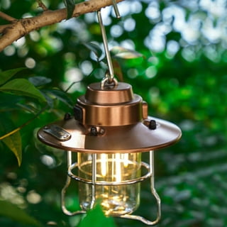 Sdjma LED Camping Lantern, USB Rechargeable Retro Metal Camp Light, Battery Powered Hanging Dimmable Vintage Lamp ,Portable Waterproof Outdoor Tent