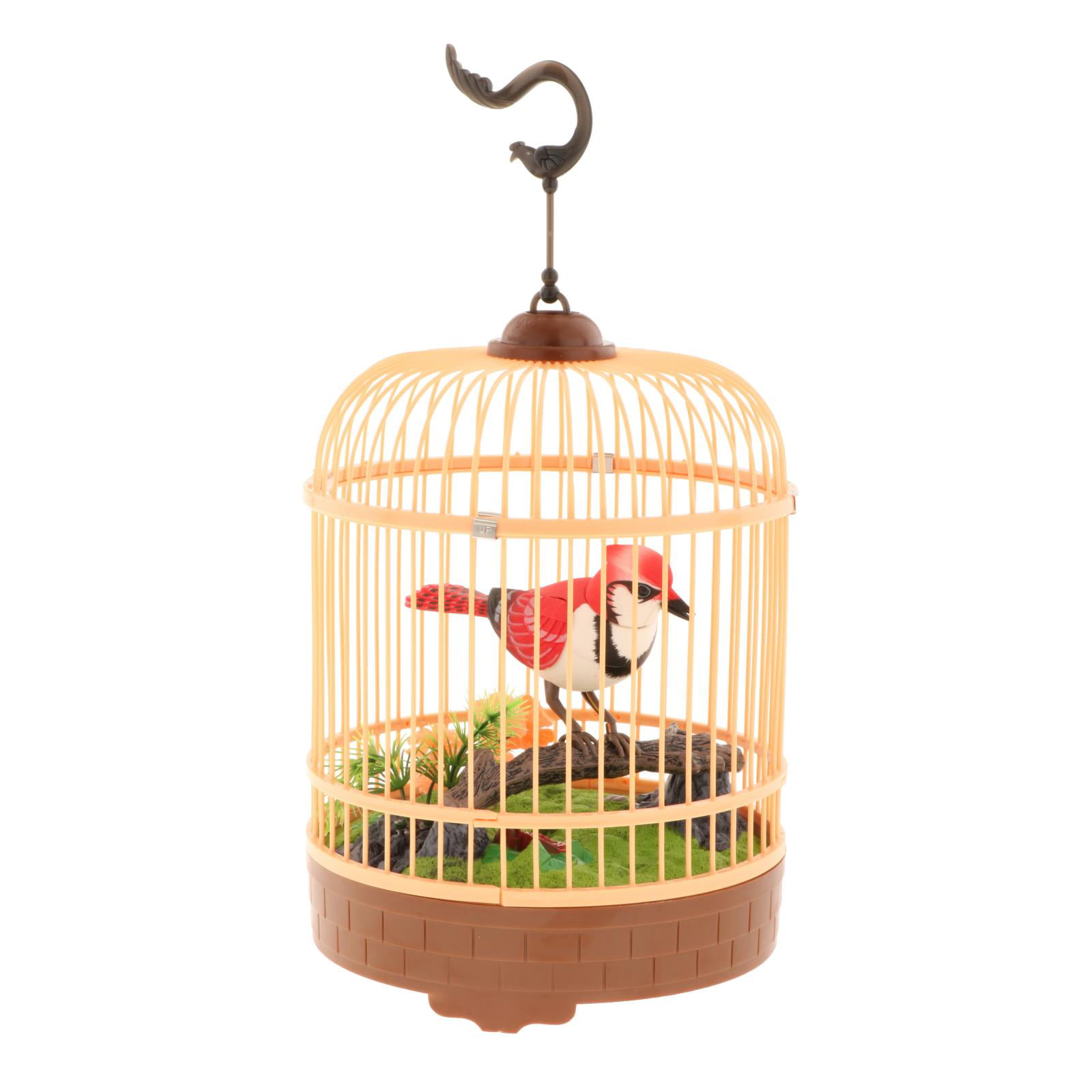 Singing & Chirping Bird in Cage Battery Powered Sound Activated Chirp Toy 