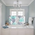 thumbnail image 3 of Navy Blue Teal Grey Coral Coastal Kitchen Curtains Small Short 39 Inch Length, Summer Beach Nautical Ocean Bedroom Living Room Curtains, Light Filtering Cafe Curtain Drapes 2 Panels Set 55''x39'', 3 of 9