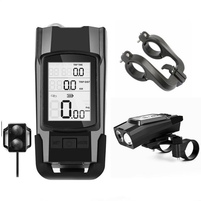 LEEYNEER Bike Light Set Multifunctional Waterproof Bicycle Light with Speedometer Odometer and Horn 4 Lighting Modes Super Bright Usb Rechargeable Bike Lights Front and Back- Fits All Bik