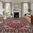 thumbnail image 3 of 6x9 Area Rugs, Farmhouse Boho Non-Skid Rubber Backing Large Rectangle Rugs - Living Room Bedroom Home Office, Red Bohemia Tribal Nation Abstract Art Indoor Floor Mat Carpets Washable Rug, 3 of 9